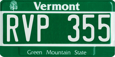 VT license plate RVP355