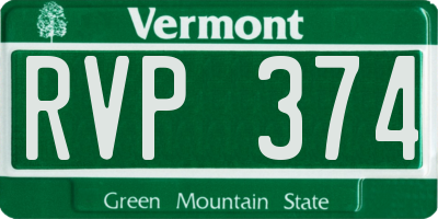 VT license plate RVP374