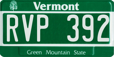 VT license plate RVP392