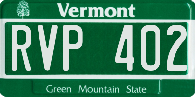 VT license plate RVP402