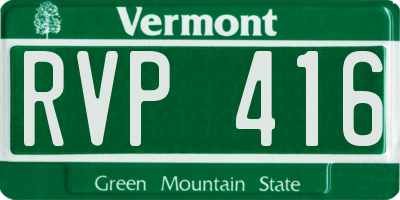VT license plate RVP416