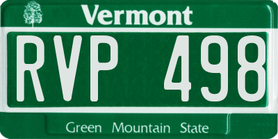 VT license plate RVP498