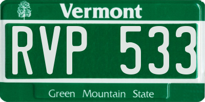 VT license plate RVP533