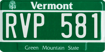 VT license plate RVP581