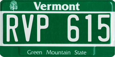 VT license plate RVP615