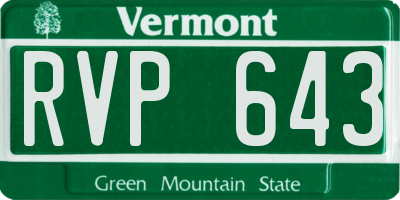 VT license plate RVP643
