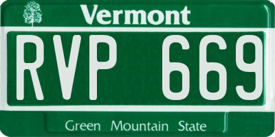 VT license plate RVP669