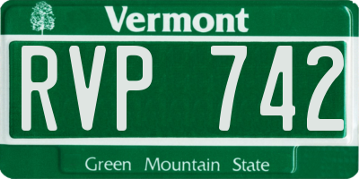 VT license plate RVP742