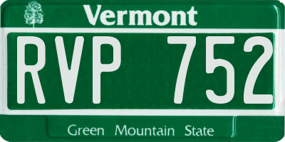 VT license plate RVP752