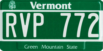 VT license plate RVP772