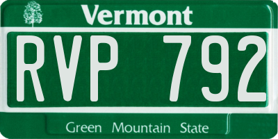 VT license plate RVP792