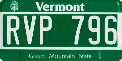 VT license plate RVP796