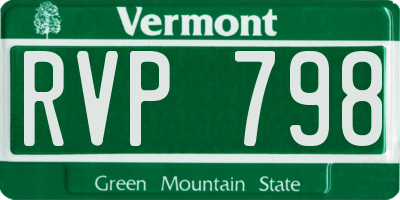VT license plate RVP798