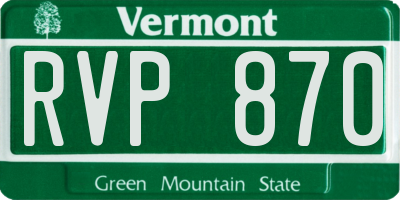 VT license plate RVP870