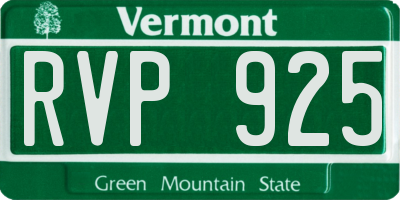 VT license plate RVP925