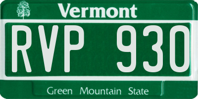 VT license plate RVP930