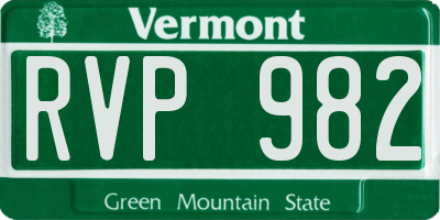VT license plate RVP982