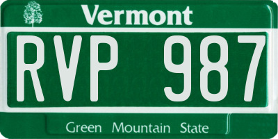 VT license plate RVP987