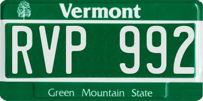 VT license plate RVP992