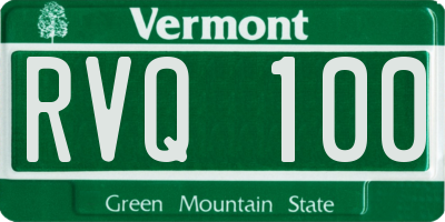 VT license plate RVQ100