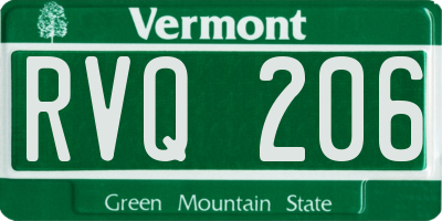 VT license plate RVQ206