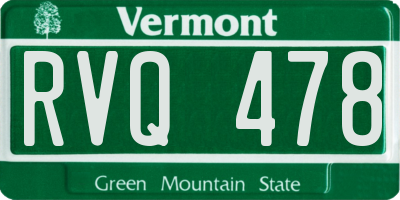 VT license plate RVQ478