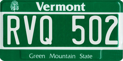 VT license plate RVQ502