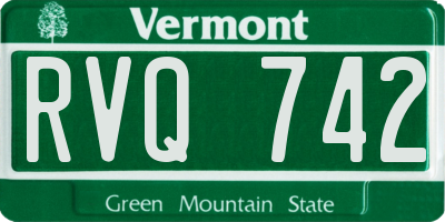 VT license plate RVQ742