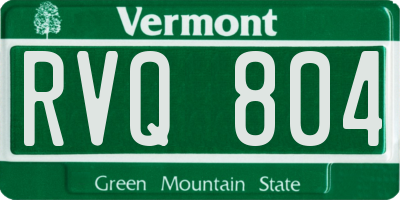 VT license plate RVQ804