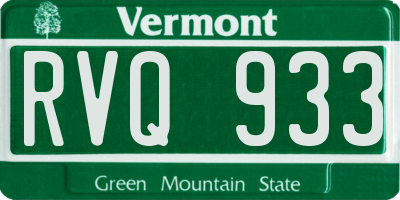 VT license plate RVQ933