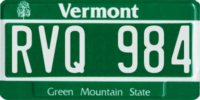 VT license plate RVQ984