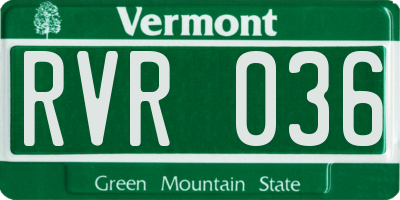 VT license plate RVR036