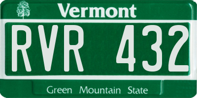 VT license plate RVR432