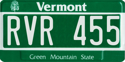 VT license plate RVR455