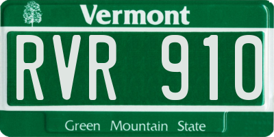 VT license plate RVR910