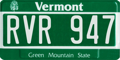 VT license plate RVR947