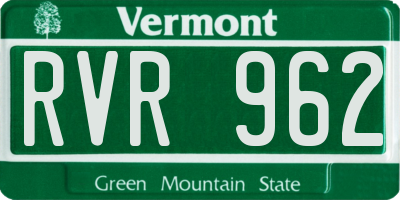 VT license plate RVR962