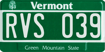 VT license plate RVS039