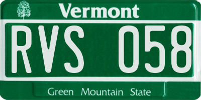VT license plate RVS058