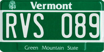 VT license plate RVS089
