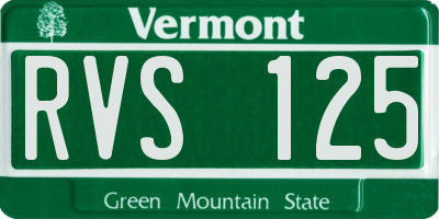 VT license plate RVS125