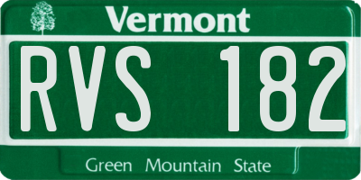 VT license plate RVS182