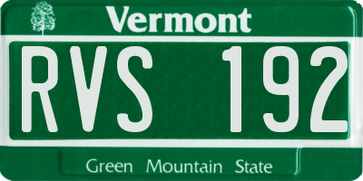 VT license plate RVS192