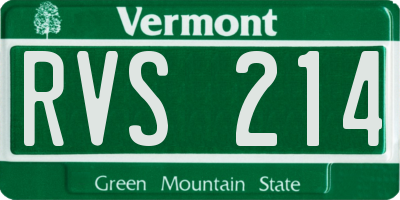 VT license plate RVS214