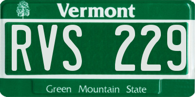 VT license plate RVS229