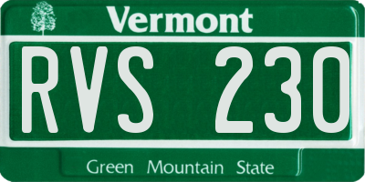 VT license plate RVS230