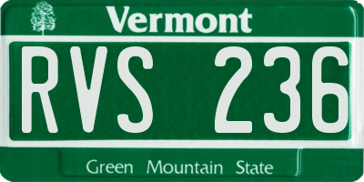 VT license plate RVS236