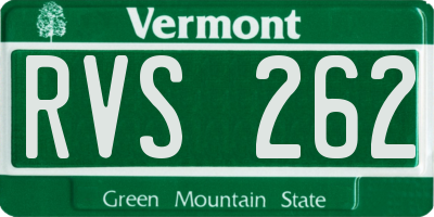 VT license plate RVS262