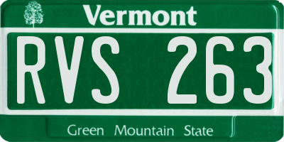 VT license plate RVS263