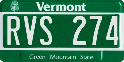 VT license plate RVS274